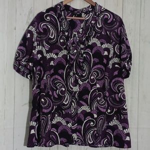East 5th Spiral Purple White Black blouse sz 3X